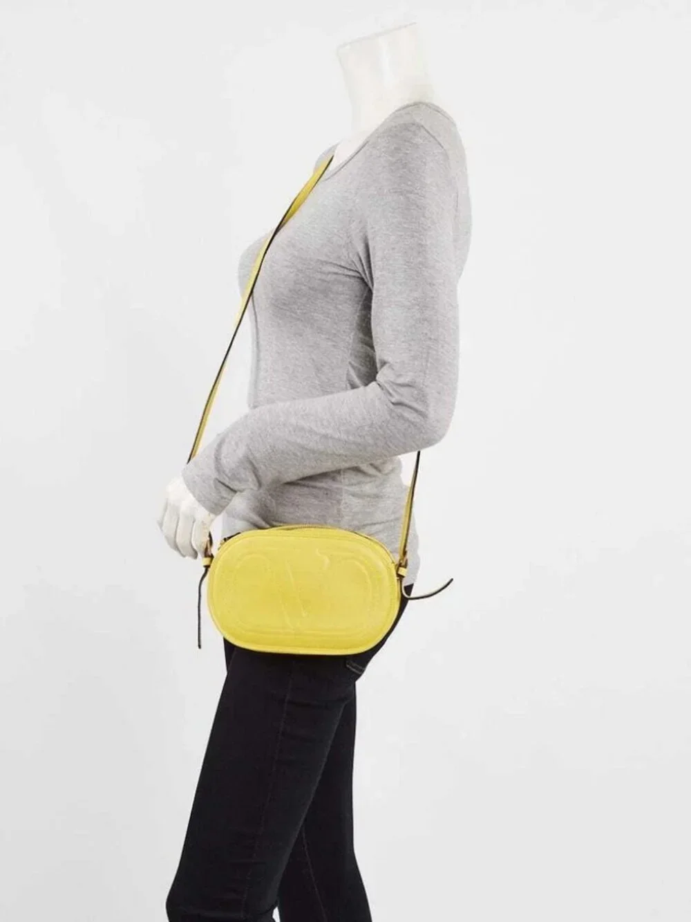 Valentino Yellow Leather Logo-Go Bag